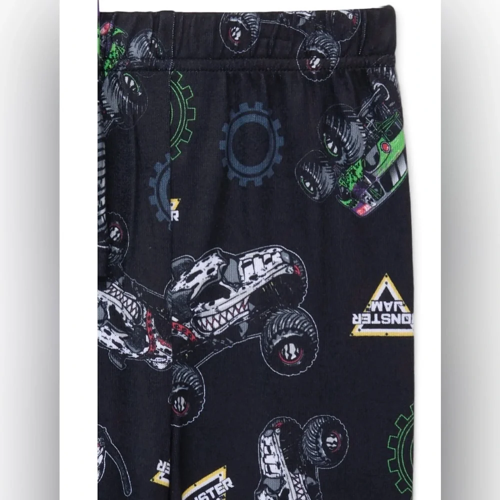 NWT Monster Jam‎ Boys Pajama Set Size 4 Black Green Monster Truck 2PC